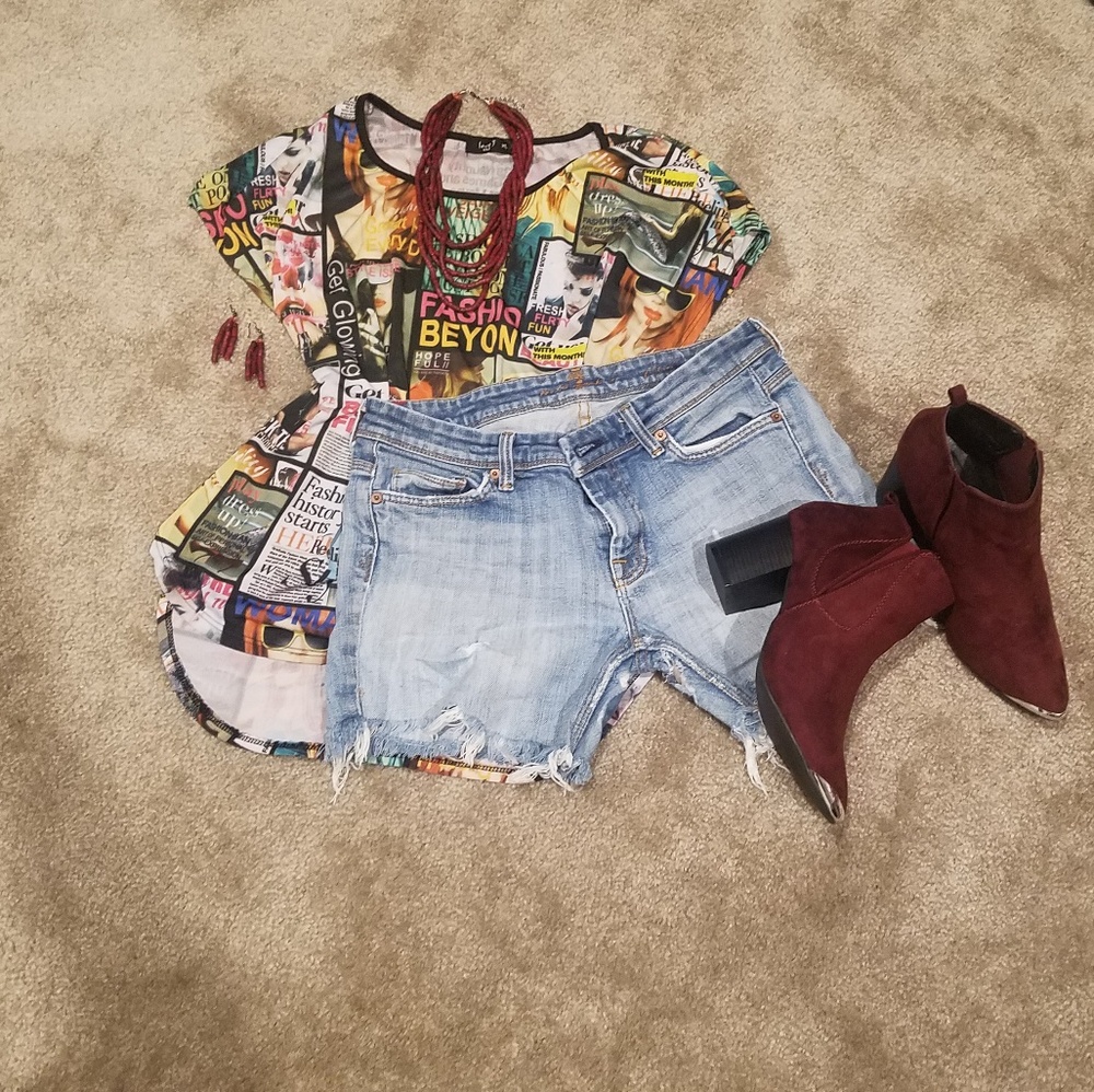 7 For All Mankind Cut Off Destroyed Jean Shorts